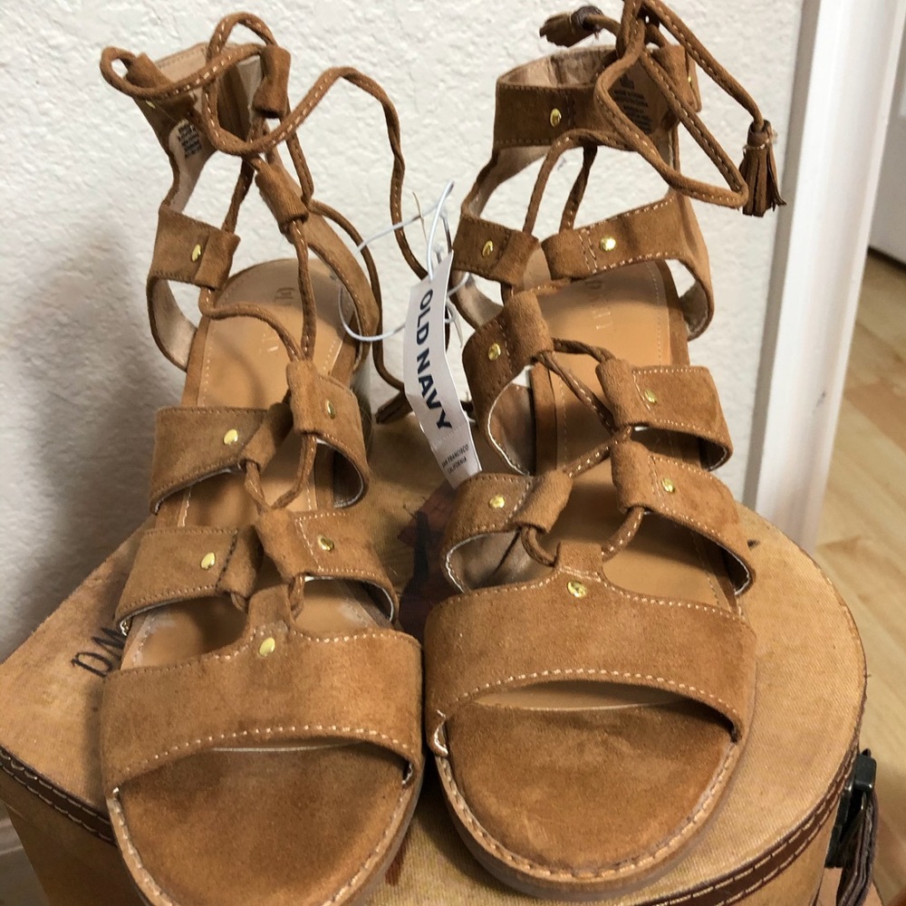 Sandals suede ankle  ties in front  NWT
